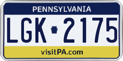 PA license plate LGK2175