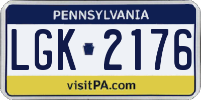 PA license plate LGK2176