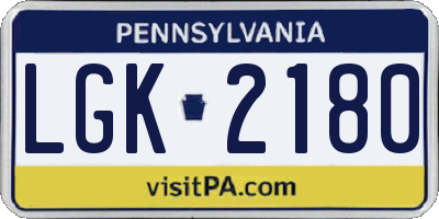 PA license plate LGK2180