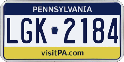 PA license plate LGK2184