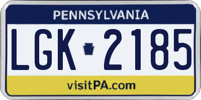 PA license plate LGK2185