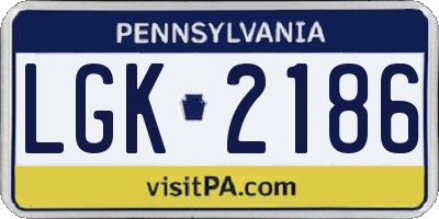 PA license plate LGK2186