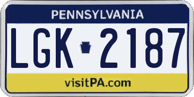 PA license plate LGK2187