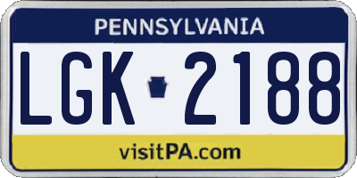 PA license plate LGK2188