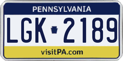 PA license plate LGK2189