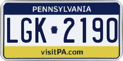 PA license plate LGK2190