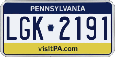 PA license plate LGK2191
