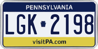 PA license plate LGK2198