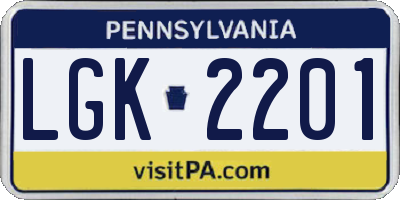 PA license plate LGK2201
