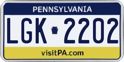 PA license plate LGK2202