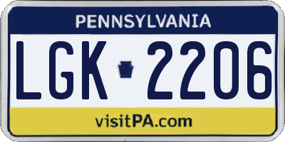 PA license plate LGK2206