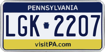 PA license plate LGK2207