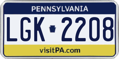 PA license plate LGK2208