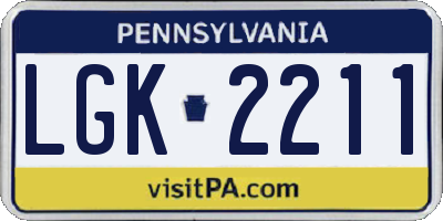 PA license plate LGK2211