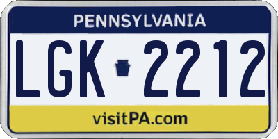 PA license plate LGK2212