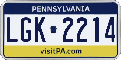 PA license plate LGK2214