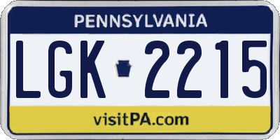 PA license plate LGK2215