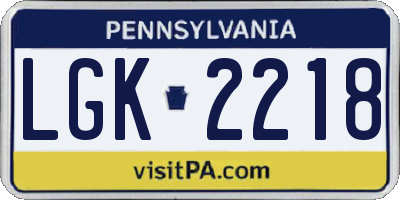 PA license plate LGK2218