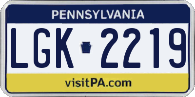 PA license plate LGK2219