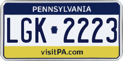 PA license plate LGK2223
