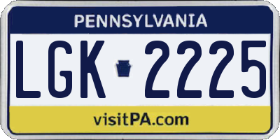PA license plate LGK2225