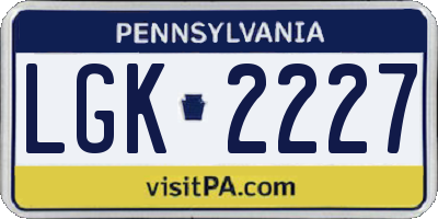 PA license plate LGK2227