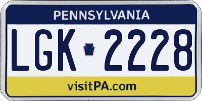 PA license plate LGK2228