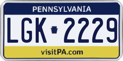 PA license plate LGK2229