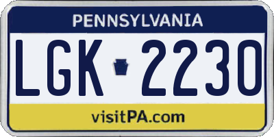 PA license plate LGK2230