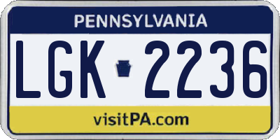 PA license plate LGK2236