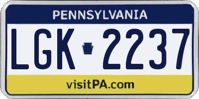 PA license plate LGK2237