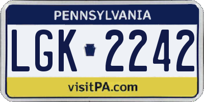 PA license plate LGK2242