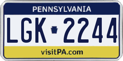 PA license plate LGK2244