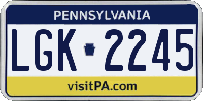 PA license plate LGK2245