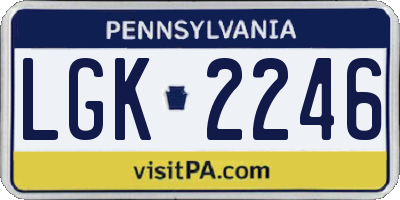 PA license plate LGK2246