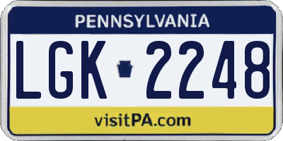PA license plate LGK2248