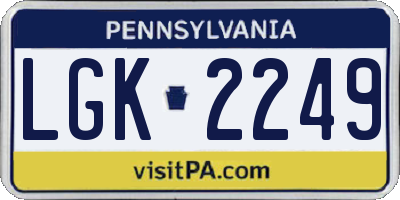 PA license plate LGK2249
