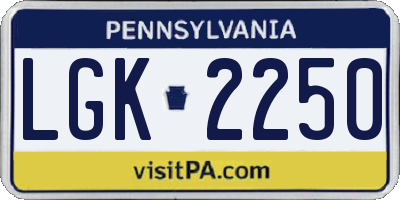 PA license plate LGK2250