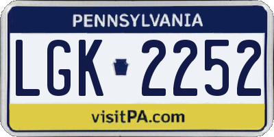 PA license plate LGK2252