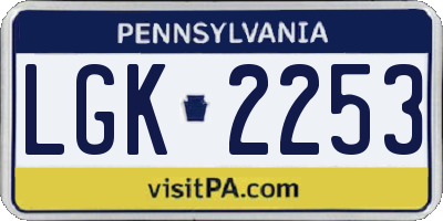 PA license plate LGK2253