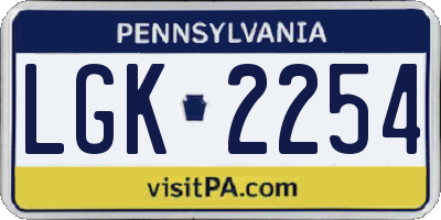 PA license plate LGK2254