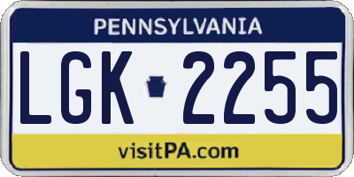 PA license plate LGK2255