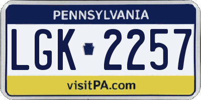 PA license plate LGK2257