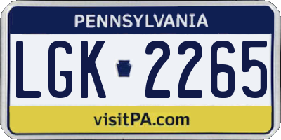 PA license plate LGK2265