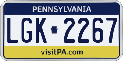 PA license plate LGK2267