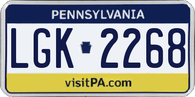 PA license plate LGK2268