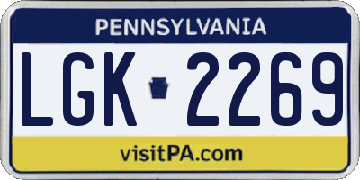 PA license plate LGK2269