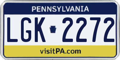 PA license plate LGK2272