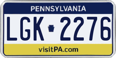 PA license plate LGK2276