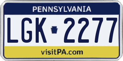 PA license plate LGK2277